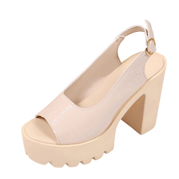 hopeusnice Women's Sandal Plus Size Available Height Increasing Thick Sole Comfortable Wear Suitable For Spring Summer And Fall Beige 36