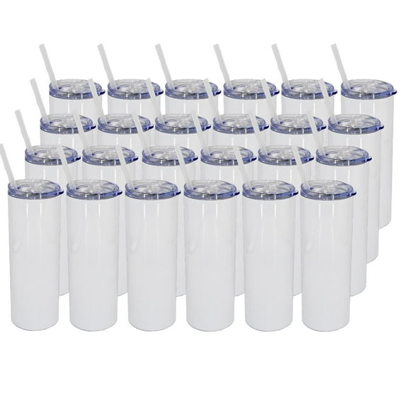 20oz Stainless Steel Skinny Sublimation Tumbler with Lid & Straw (24 units)
