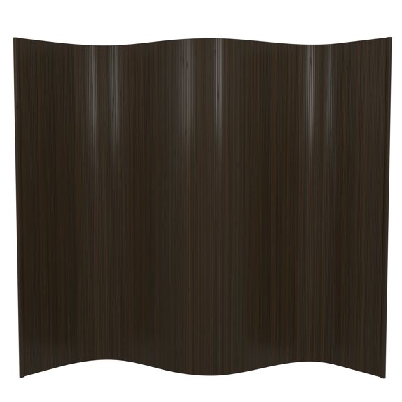 6 ft. Tall Bamboo Wave Room Divider Screen - Dark Mocha Finish, Freestanding Panel