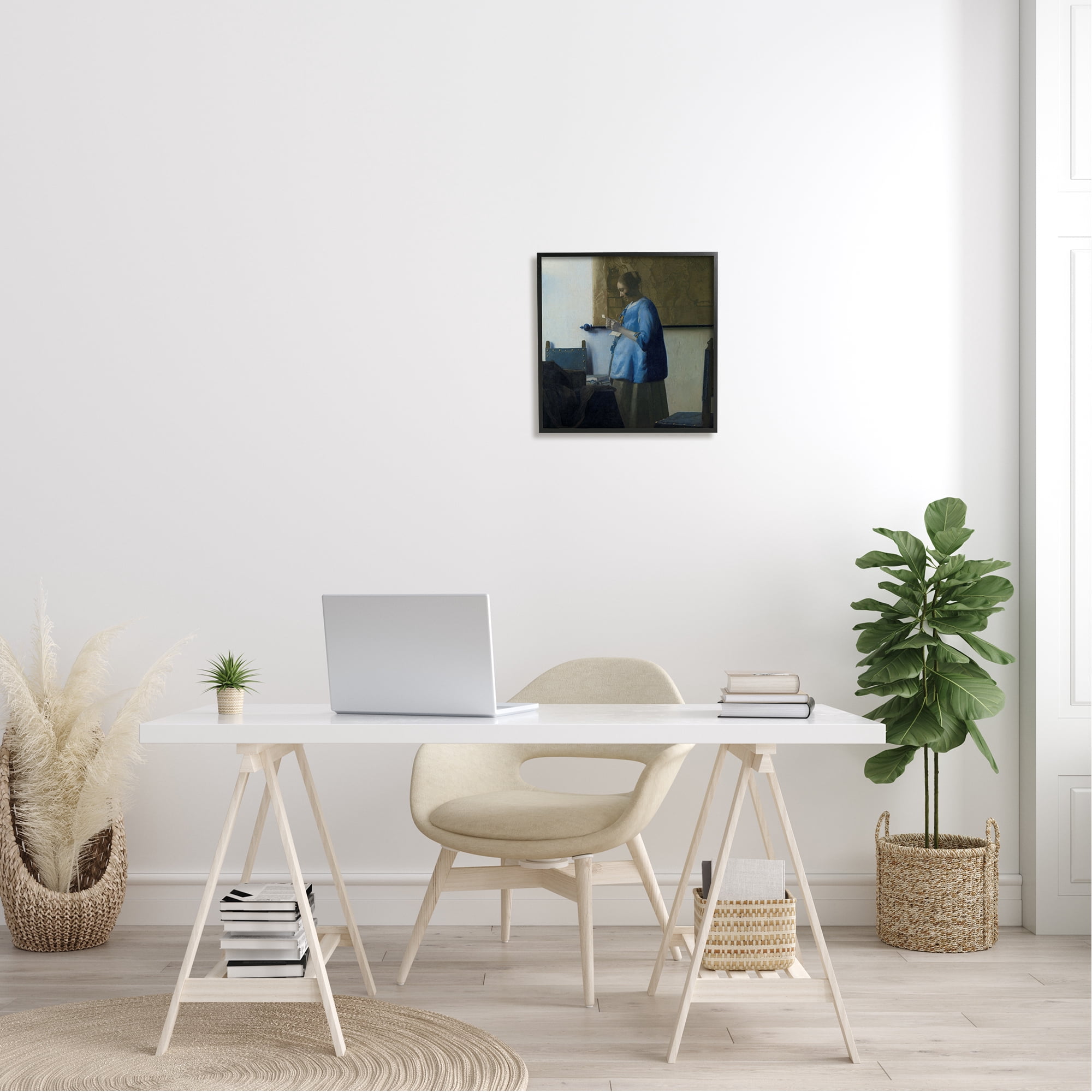 Stupell Industries Woman Reading a Letter Johannes Vermeer Classical Painting Painting Black Framed Art Print Wall Art, Design by one1000paintings