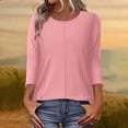 thumbnail image 2 of LNWUY Women Fashion Solid Color Long Sleeve Tops Dressy Casual Crew Neck Tshirts Basics Tee Work Blouses Spring and Summer Tops Pink XL, 2 of 5