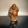 thumbnail image 3 of vintage wood carving country moneybags carved home decor figurine cute statue, 3 of 4