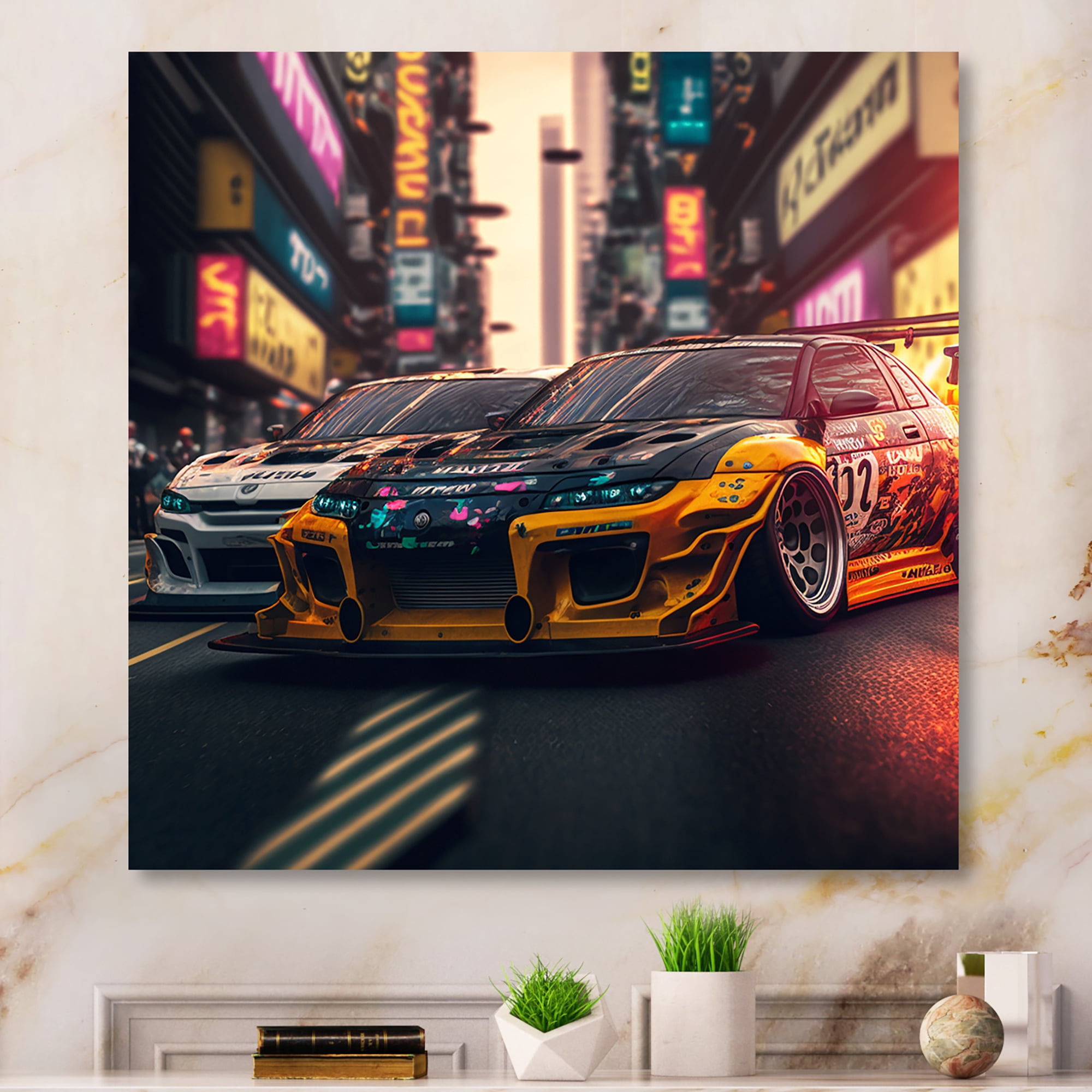 Designart Tunning Car Drifting In Toyko III Canvas Wall Art