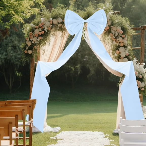 Blue Giant Bows Decoration, 75" Large Bow Wall Decor for Bedroom Backdrop, Big Bow with Long Streamers, Stained Bows Ribbon for Wedding Arrangements, Christmas Tree Topper Oversized Bow Decor