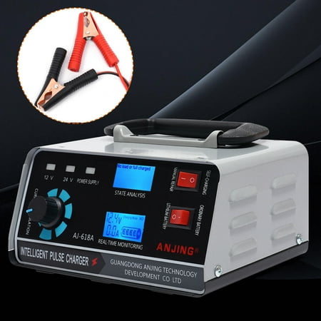 Car Battery Charger With LCD-Display 110V-250V 400W Intelligent-Pulse Truck Motorcycle Charger Stability Repair for Various Car Motorcycle-Van Truck Batteries