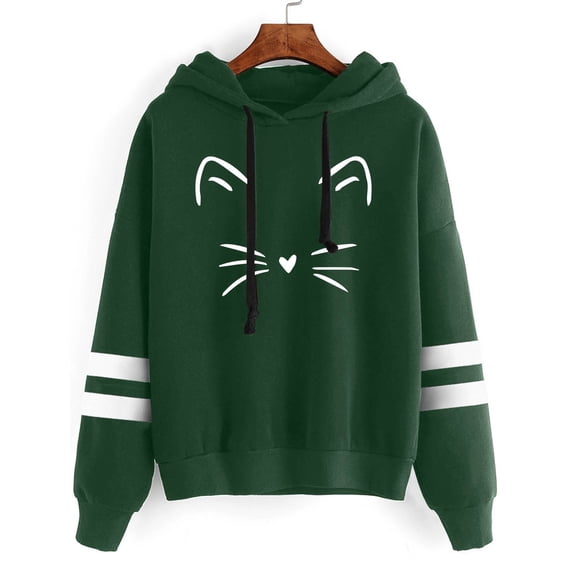 Green Womens Fall Tops Women Stripe Long Sleeves Printing Hoodie Sweatershirt Tops Blouse Sweaters for Women