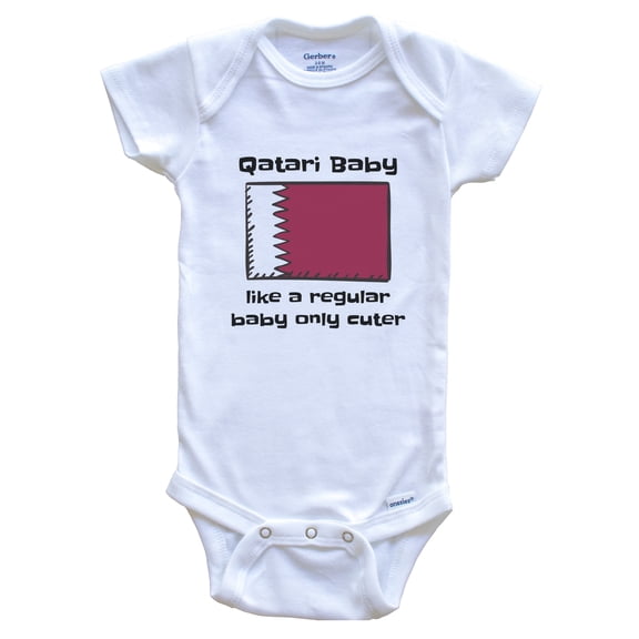 Qatari Baby Like a Regular Baby Only Cuter Funny Qatar Flag Baby Bodysuit, 0-3 months white
