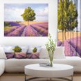 thumbnail image 1 of Arbre Vert Solitaire dans un Champ de Lavande - Art sur Toile Paysage Extra Grand, 1 of 3