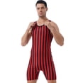 thumbnail image 5 of Body de lucha libre a rayas para hombre, suspensorio elástico para levantamiento de pesas, bolsa para abultar, ropa deportiva sexy, mono atlético, 5 of 5