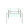 thumbnail image 4 of Miniyam 39" Coffee Table with 2-Tier Glass Storage for Living Room, White, 4 of 8