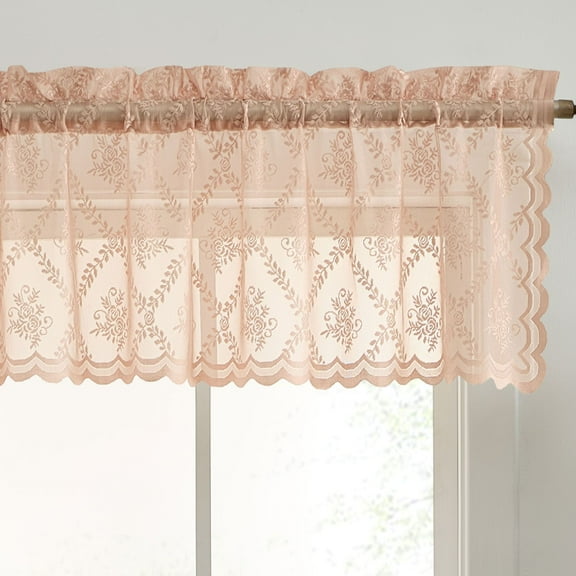 THD Bella Floral Sheer Rod Pocket Valance - 54 W x 18 L
