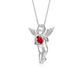 thumbnail image 1 of Rylos Sterling Silver Guardian Angel Necklace with 6X4MM Ruby & Sparkling Diamonds -  18" Chain Exquisite Birthstone Jewelry, 1 of 5