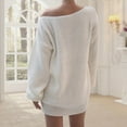 thumbnail image 6 of Women'S Off Shoulder Lantern Long Sleeve Sweater Dress Fall Loose Ribbed Knit Solid Mini Jumper Pullover Dresses White M, 6 of 9