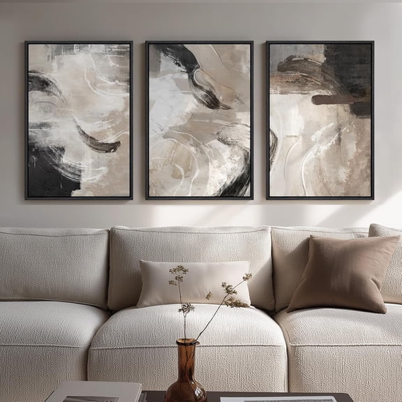 Neutral Singg Wall Art for Living Room, 3 Piece Modern Canvas Prints Paintings Artwork for Walls-Tan Beige Brown Minimalist Pictures for Living Room Hallway Bedroom Wall Decor