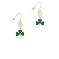 thumbnail image 2 of Delight Jewelry Silvertone Green Three Leaf Clover - Shamrock Goldtone Leaf French Earrings, 2 of 4