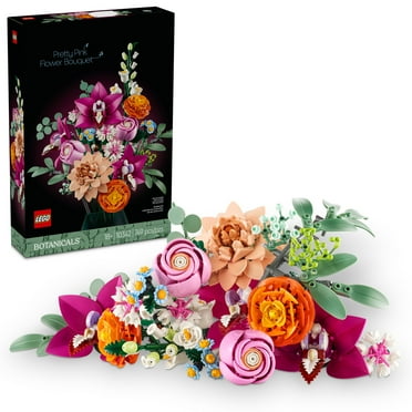 LEGO Botanicals Pretty Pink Flower Bouquet Building Set for Adults - Artificial Flowers for Wedding Decor or Table Display - Gift for Wedding, Bridesmaid - 10342