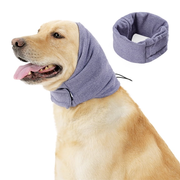 Ear Muffs for Dogs,Calming Hoodie Thunder Head Wrap,No Shake Anxiety Relief Pet Covers Ear Noise Protection Vest for Dogs for Fireworks,Vet Visits,Bathing(Purple,m)