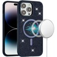 thumbnail image 2 of For Apple iPhone 16 (6.1") Diamond Sparkly Bling Design Rhinestone Hybrid Skin TPU PC with Magnetic Circle MagSafe Compatible Cover ,Xpm Phone Case [ Blue ], 2 of 8