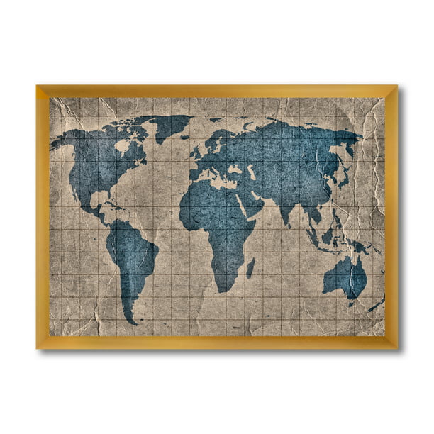 Designart Ancient World Map I Rustic Framed Art Print Com - Highest Vertical Wall In The World