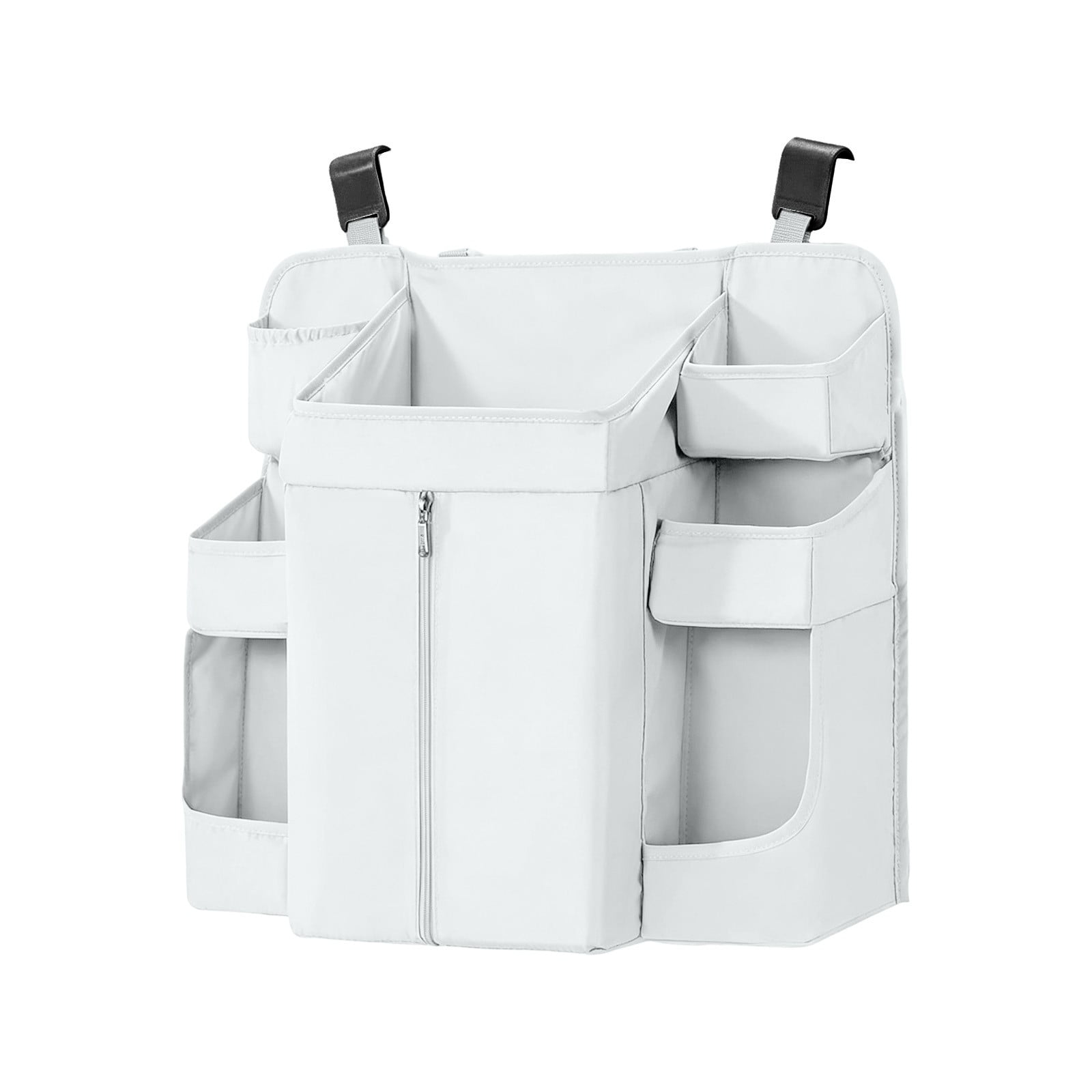 Crib Diaper Caddy Hanging Nursery Organizer Washable Diaper Storage Multi-Pocket Crib Rail Organizer for Infant Care Items Wipes and Bottles