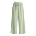 thumbnail image 5 of hoksml Women's Drawstring Waist Striped Wide Leg Pants, Casual Stretchy Trousers with Pockets, 5 of 6