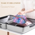 thumbnail image 3 of FORMRS Makeup Bag Travel Cosmetic Organizer for Women Fold Flat Zipper Pouch with Handle, Watercolor Blue Marble Pattern, 3 of 8