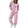 thumbnail image 3 of Feancey Women Sweatsuits 2 Piece Outfit Zip Up Hoodie Sets Oversized Sweatshirt Jacket and Jogger Sweatpants Tracksuit Set Fall Trendy Travel Outfits Pink M, 3 of 10