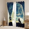thumbnail image 3 of Homewish Teens Wildlife Wolf Blackout Curtains Set of 2 (52x84 Each), Mystic Galaxy Moon Window Curtains, Vintage Oil Printing Curtains and Drapes, Curtains and Drapes Room Decor, 3 of 5