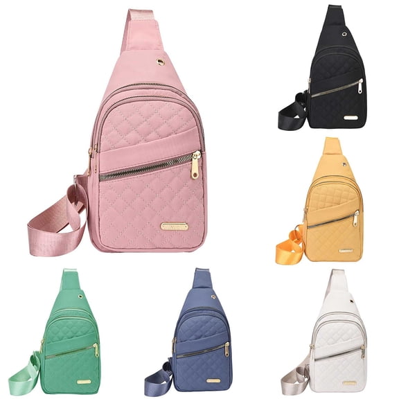 Lispipm Crossbody Bags for Women Men Waterproof Quilted Sling Backpack Travel Hiking Lightweight Casual Multi Pocket Chest Bag Black