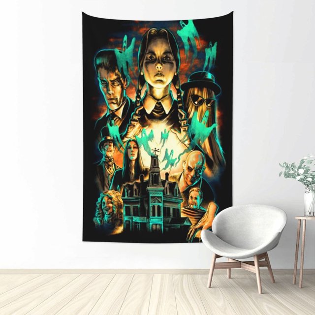 Póster de tapiz de la familia AddAMS, impresión para colgar en la pared, tapiz de arte de pared para dormitorio, sala de estar, pasillo, dormitorio, decoración del hogar, 60 x 40 pulgadas
