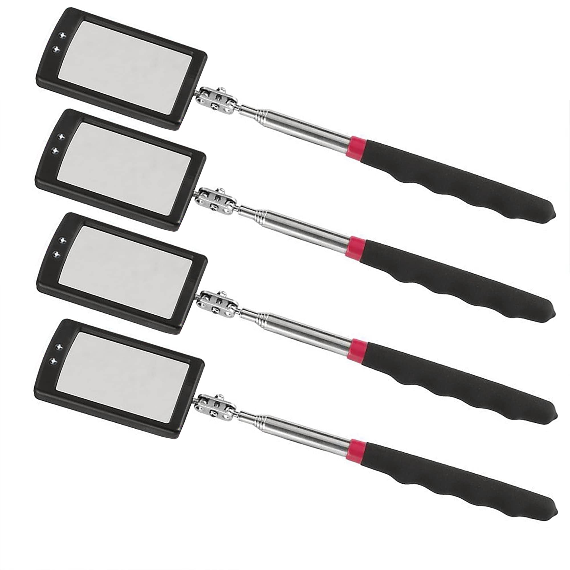 Telescoping Inspection Mirror with Light 4PCS Set for Automotive and Toolbox Use