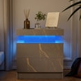 Cubehom Elegance Nightstand: LED Side Table with 2 Drawers for Bedroom ...