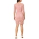 thumbnail image 3 of Vestido de encaje de manga 3/4 para mujeres, cuello cuadrado, midi, recto, color rosa, 3 of 6