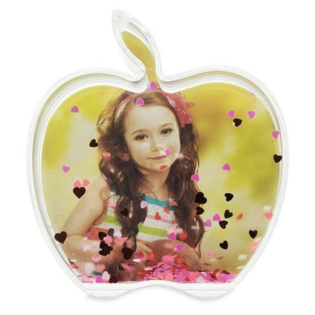 Photo Frame Water Globe - Apple Shaped Glitter Water Globe Picture Frame 4 Inches
