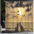 thumbnail image 4 of Ambesonne Nautical Shower Curtain, Old Wood Deck Sunset, 69"Wx84"L, Yellow Grey, 4 of 5