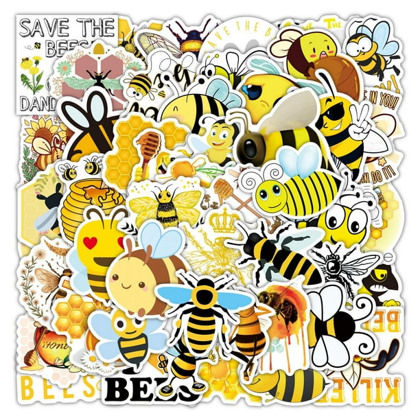 Paquete de pegatinas con bonitos dibujos animados de abeja, 50 unidades