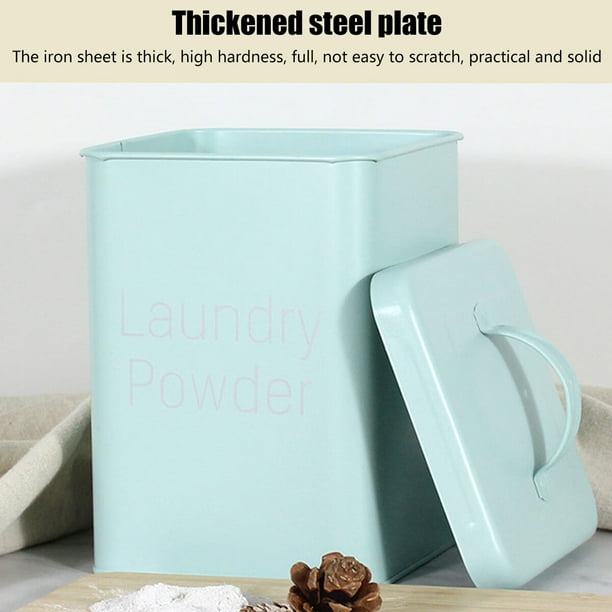 Detergent Storage Box Metal Laundry Powder Bin with Handle and Lid