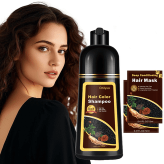 Onilyua Hair Dye Shampoo 3 in 1 Gray Coverage, Dark Coffee 16.9 fl
