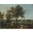 thumbnail image 3 of Giovanni Battista Cimaroli 24x19 Black Modern Framed Museum Art Print Titled - River Landscape with Shepherd and Flock, 3 of 5