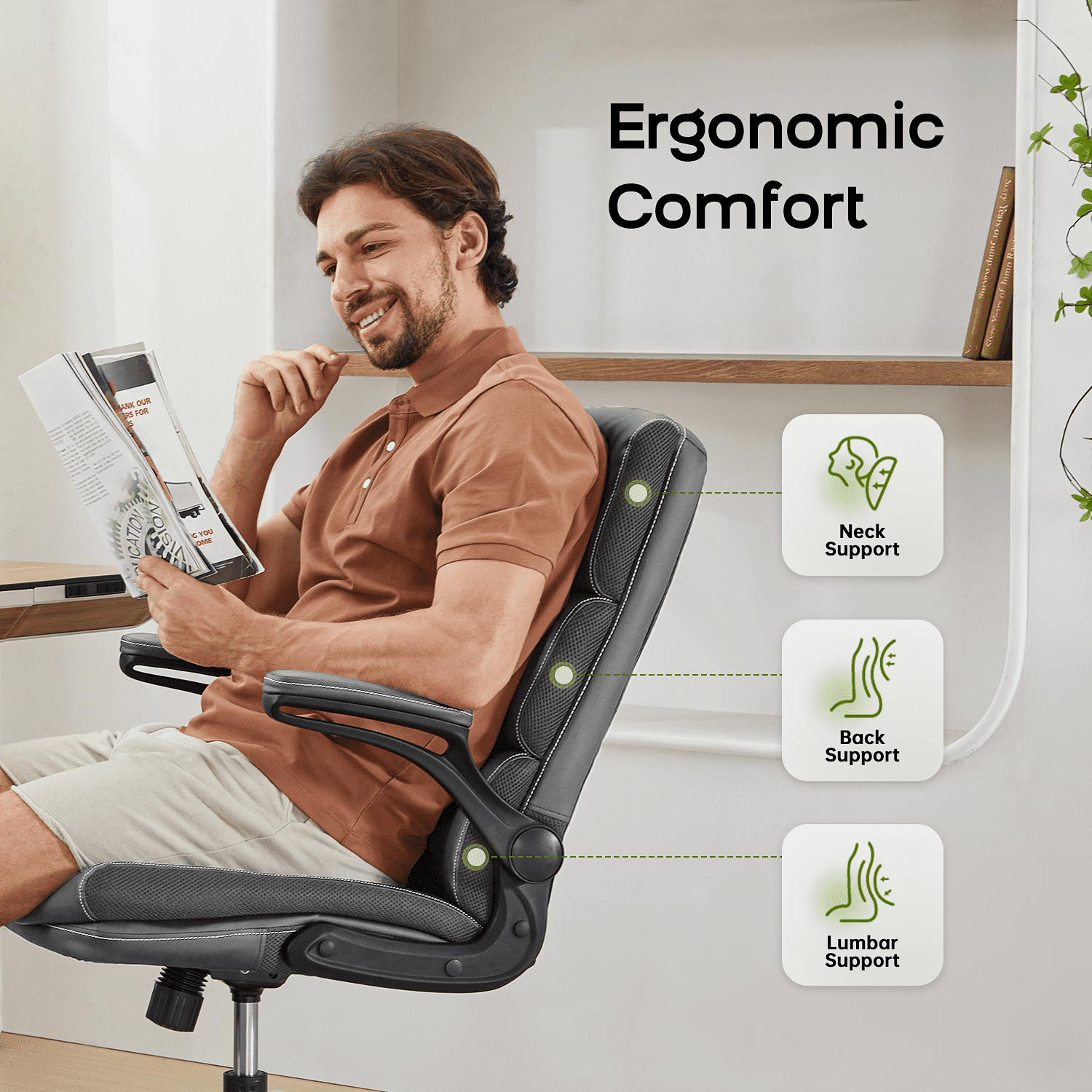 TMV Ergonomic High Back Gaming Chair - Adjustable Desk Office Chair with Lumbar Support, Perfect as Computer Desk Chair，Grey