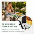 thumbnail image 4 of Round Outdoor Tablecloth with Umbrella Hole and Zipper, Yellow Sunflower Tablecloth with Elastic Waterproof, Bee Wooden Grain Country Farmhouse Patio Table Covers for 31" - 35" Picnic Pool Tables, 4 of 9