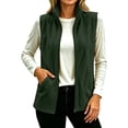 thumbnail image 3 of Vest Jacket Womens Winter Fleece Warm Sleeveless Vest Tops Outerwear Open Front Zipper Loose Trendy Casual Work Office Jackets, 3 of 10