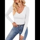 thumbnail image 3 of Camisas de Larga para Mujer, Moda Otoño 2025, Cuello en V, Blusas Básicas, Blusas Ajustadas Y2K. S, 3 of 10