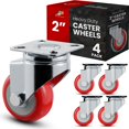 thumbnail image 1 of Online Best Service Lot de 4 Roulettes Pivotantes sur Roues en Polyuréthane Rouge (2 Pouces Sans Frein), 1 of 4