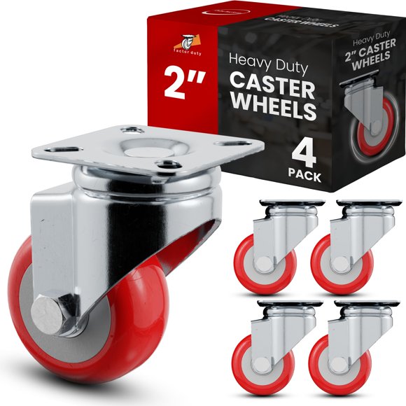 Online Best Service Lot de 4 Roulettes Pivotantes sur Roues en Polyuréthane Rouge (2 Pouces Sans Frein)