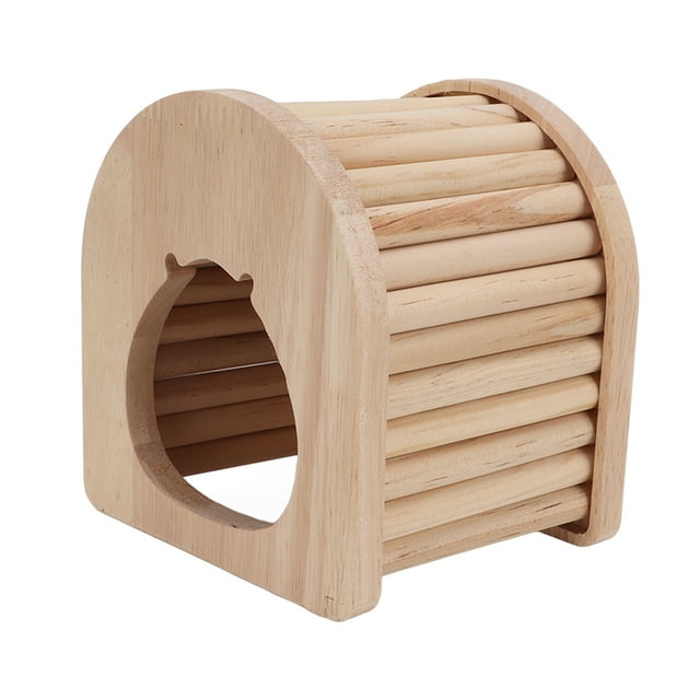Casa de madera con arco para hámster, techo abovedado, caseta de madera con arco para ratones, chinchillas y cobayas.