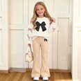 thumbnail image 2 of Stamzod Girls Fashion 2 Piece Outfits Cute Printed Long Sleeve Tops Flared Pants Sets Girl Clothes With Bowknot, 2 of 8