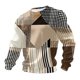 thumbnail image 3 of Ceisia Men's All-Season Casual Regular Fit Crew Neck Sweatshirt Modern Art Polka Dot Stripe Geometric Patchwork Print Waffle Knit Stretch Fabric Multicolor XXXL Gifts, 3 of 3