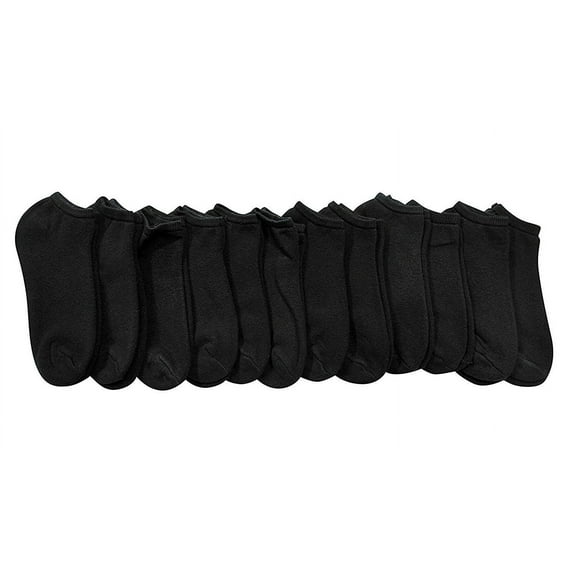 Yacht & Smith 12 Pairs of Girls Youth No Show Ankle Cotton Value Pack Children Socks (9-11, Black)