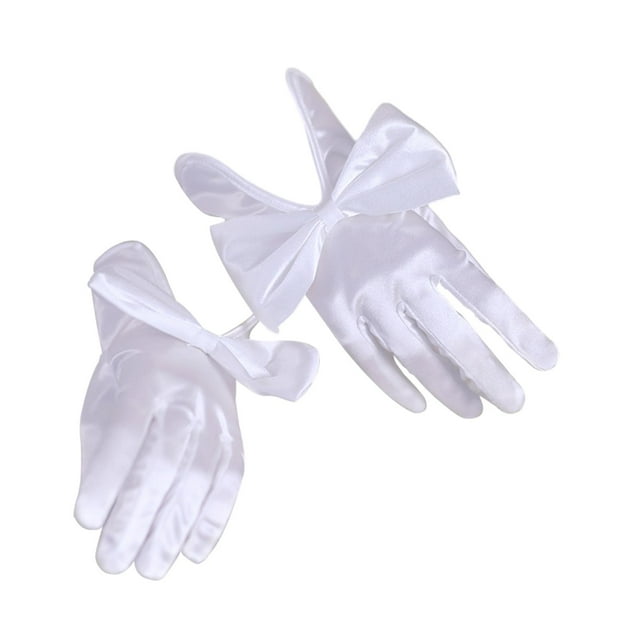 Guantes de Boda para Mujer Jinwen Cortos de Satén Blanco